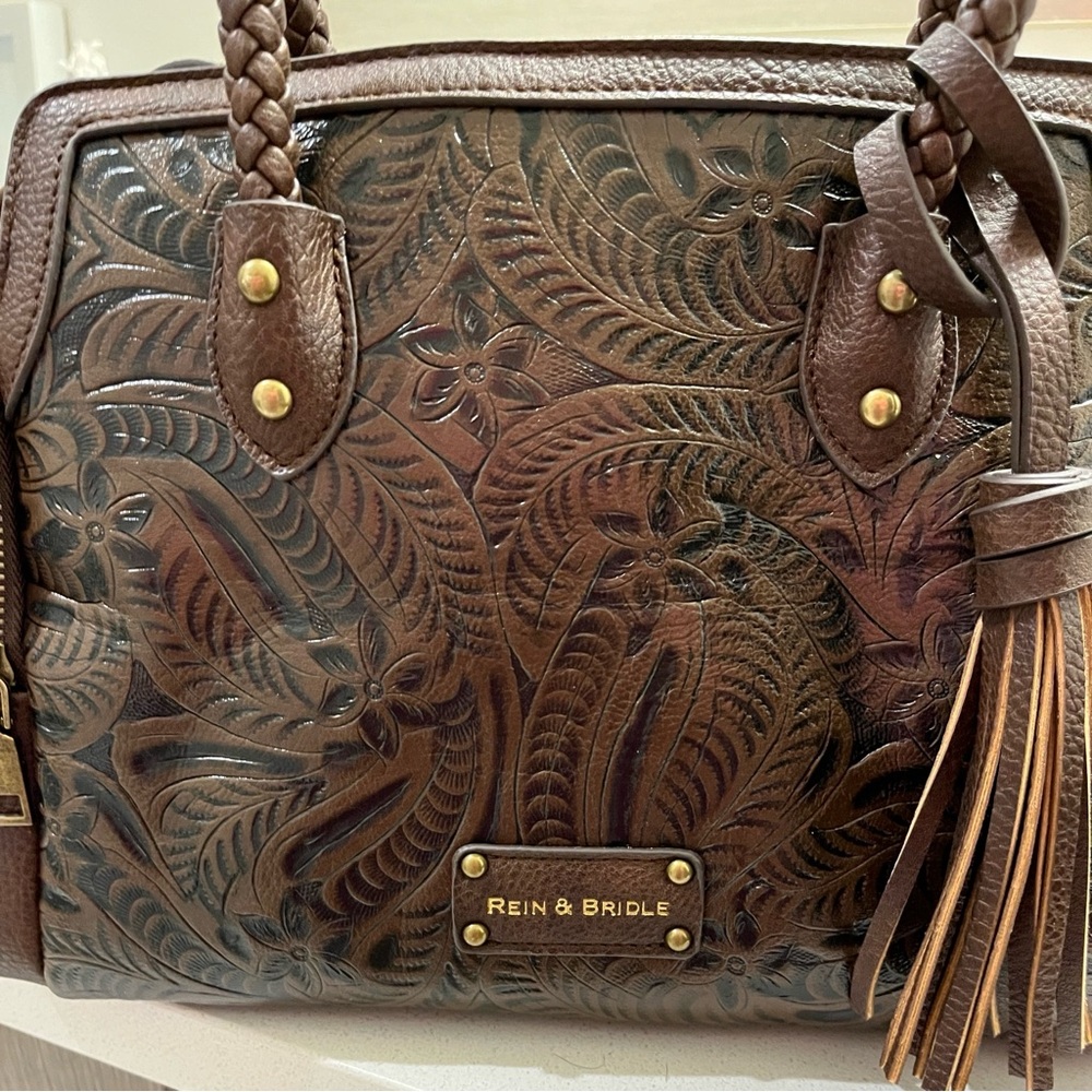 🔥DEAL🔥Rein & Bridle💕 Brown Embossed Leather Tote